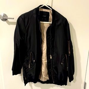 Zara black over-sized bomber jacket